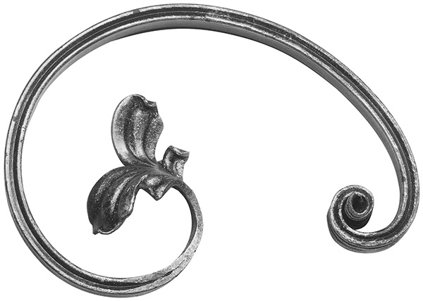 Barockelement - rechts - Schwerbarock - Masse- 130x195 mm - Material- 16x8 mm - Stahl S235JR- roh-30-1815.8