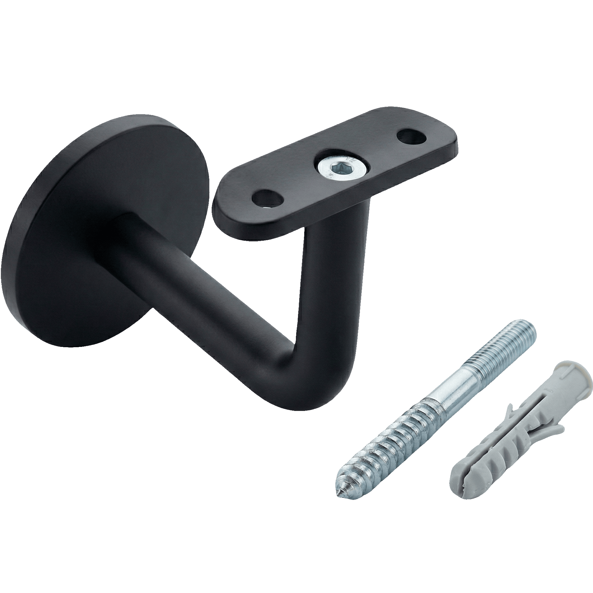 Design Handlaufhalter RAL 9005 Schwarz - V2A Edelstahl - Fuer Ø 42-4 mm Rohr - Unsichtbare Befestigung-11-7002-B-A.4