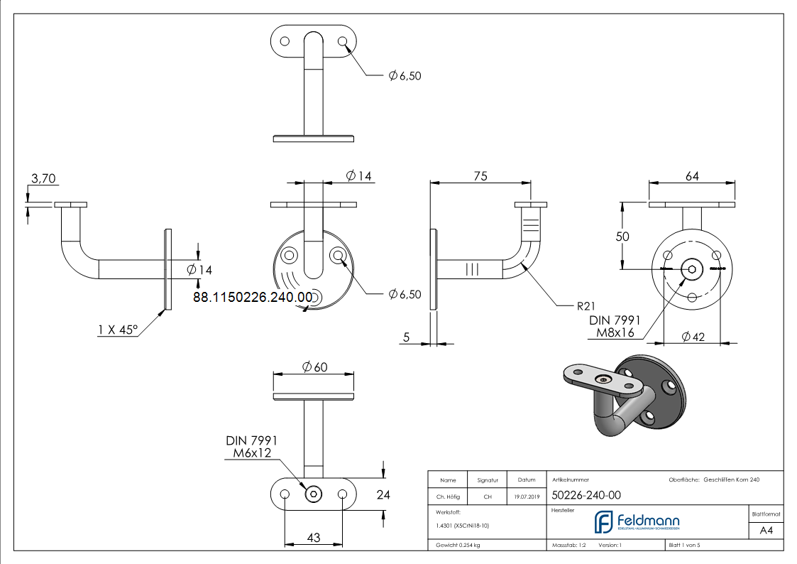 Support de main courante pour mains courantes LED, matériau solide