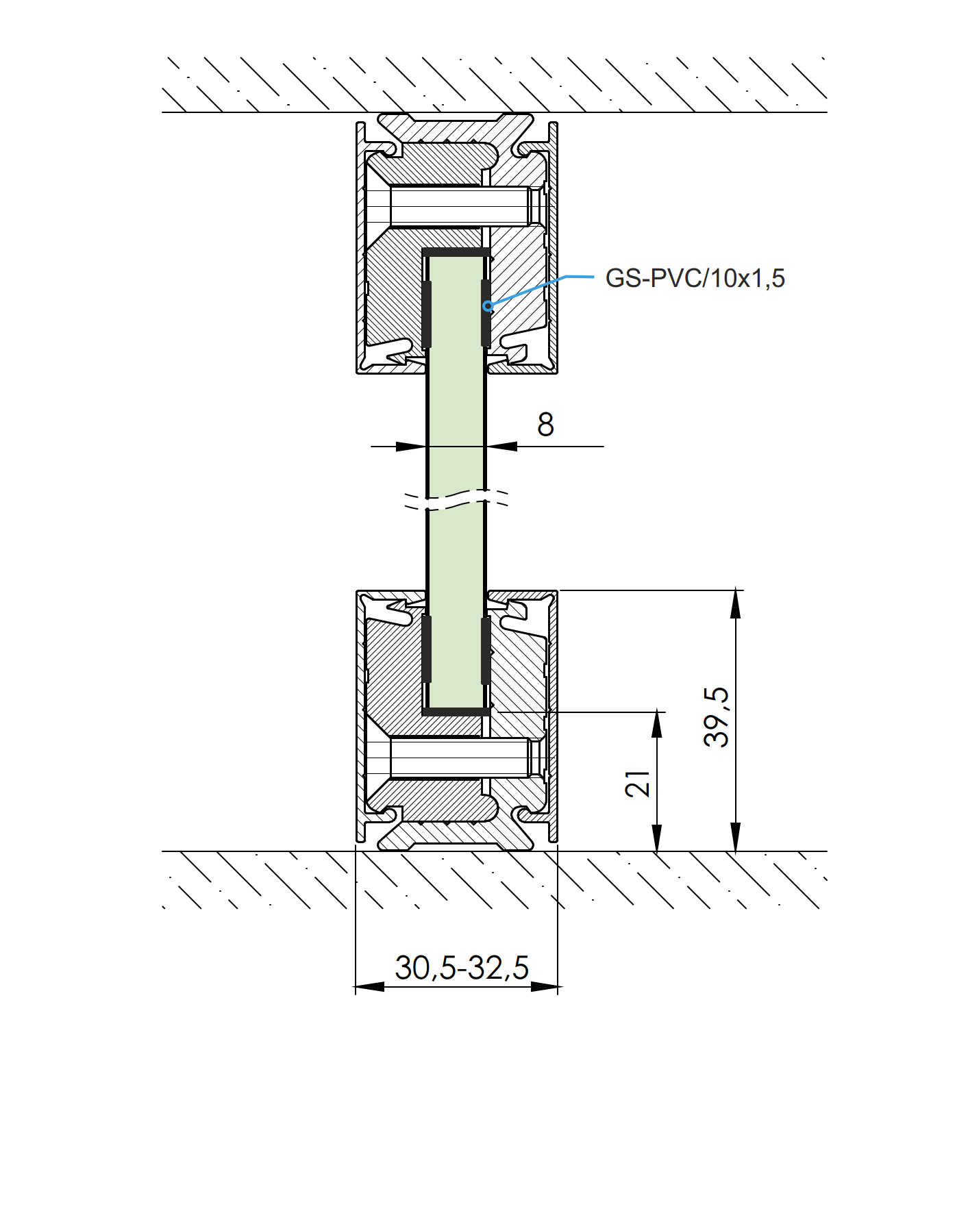 Glasklemmprofil-Set Aluminium L=3000 mm fuer Glas 8 mm eloxiert-89-11GSALZP30X39NEU-A.4