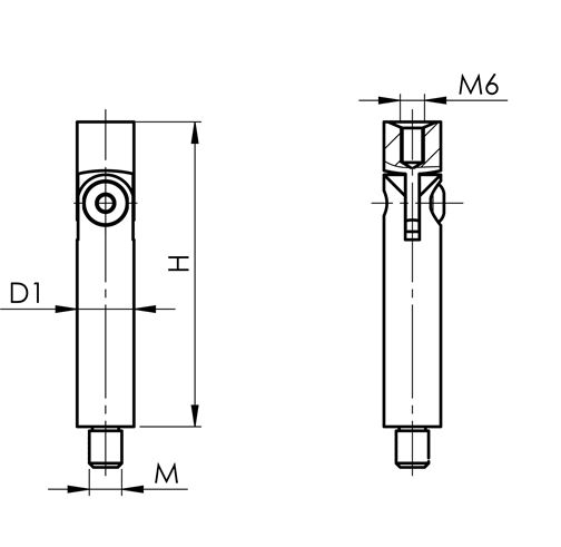 Goupille filetée | dimensions : 76x14 mm | avec articulation filetage extérieur - et intérieur | V2A