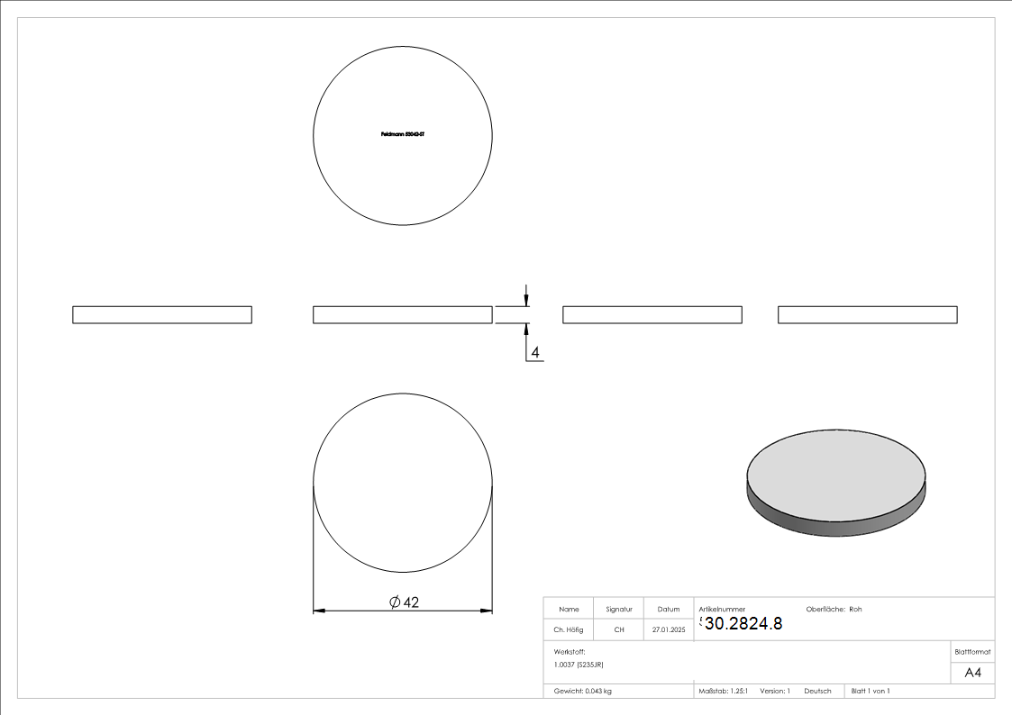 Stahlronde Stahl Ø 42 mm x 4 mm roh-30-2824.8