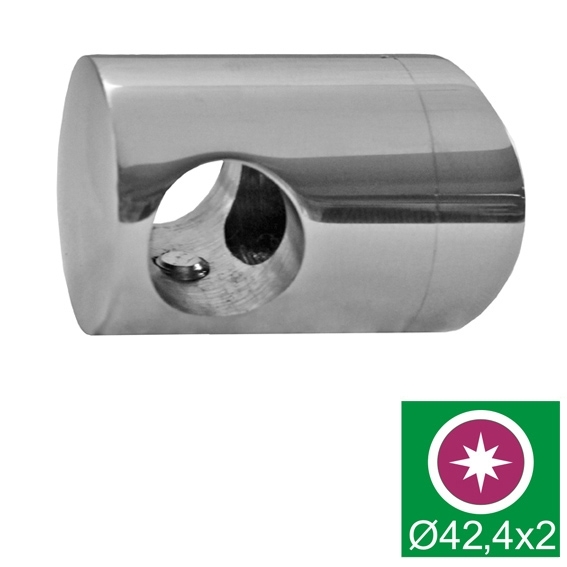 Querstabhalter Edelstahl AISI 316 Pfosten D42-4 mm Stab d12 mm Glanz-89-11A140830042L-A.4