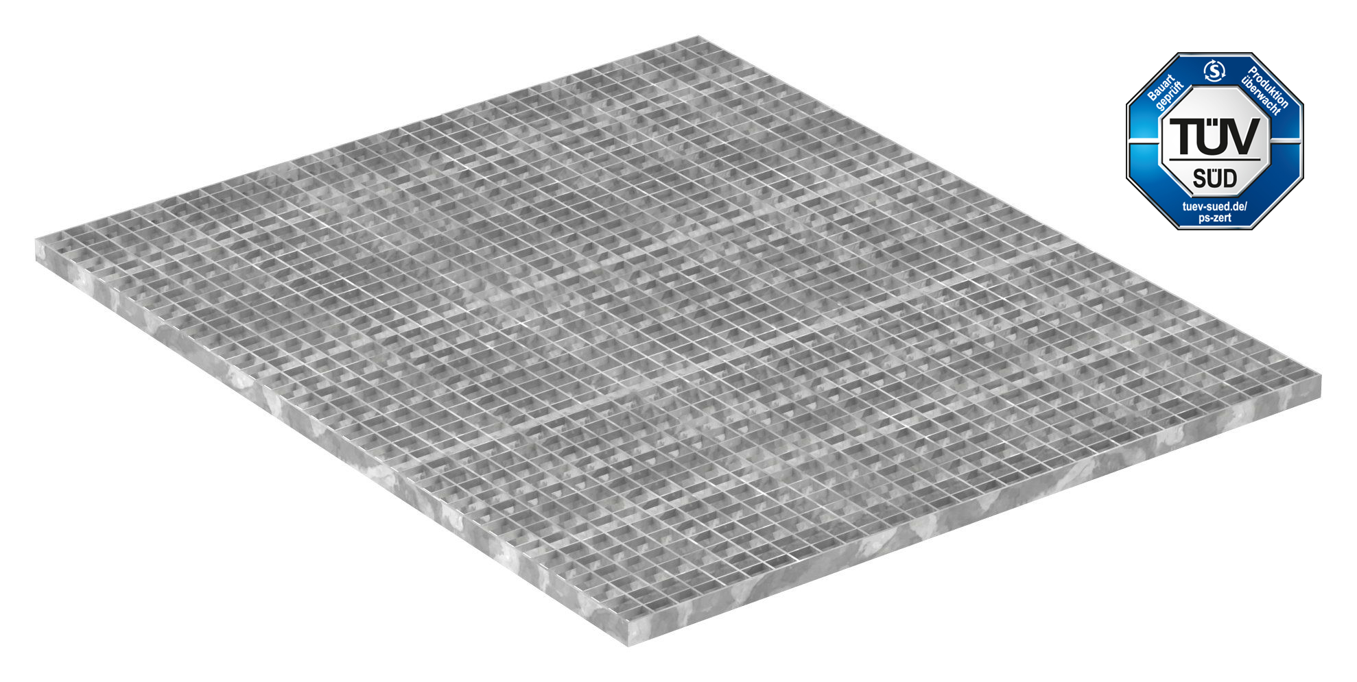 caillebotis industriel | dimensions : 1200x1000 mm ; 30/30 mm ; 30/3 mm | S235JR (St37-2), galvanisé à chaud en bain complet