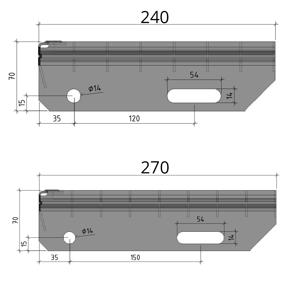 Marche en caillebotis Marche d'escalier | Dimensions : 1000x305 mm 30/10 mm | S235JR (St37-2), galvanisé à chaud en bain complet