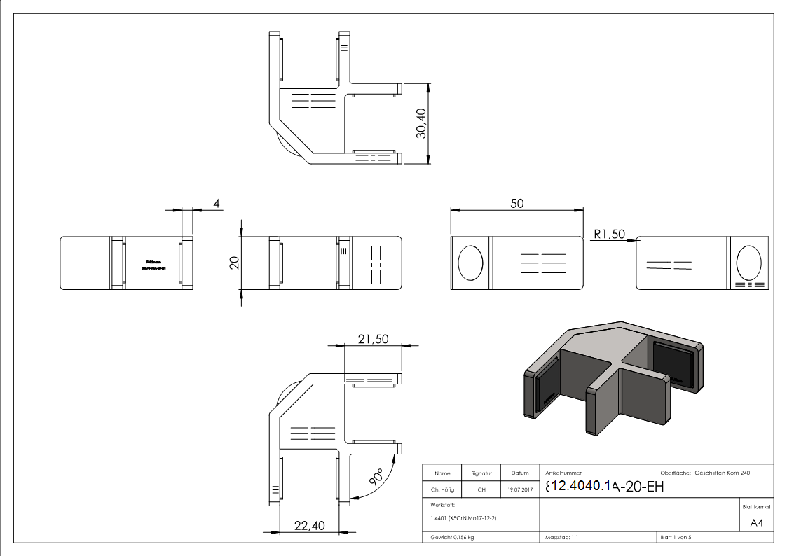 Glasausrichter - fuer Glas- 20-76-21-52 mm - V4A-12-4040.1