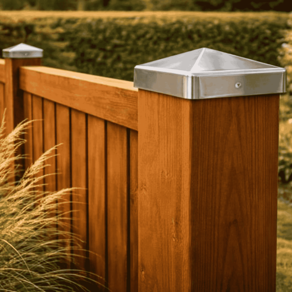 Pfostenkappe 120x120 mm Edelstahl V2A geschliffen – 10er Set inkl. Schrauben-60220-120-022