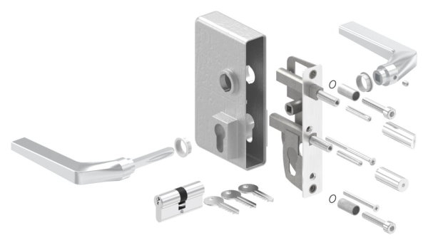 Gittertorschloss GTS 2 fuer Rohrstaerke 40-60mm- montagefertiges Set-88-1156700-ALU.BL