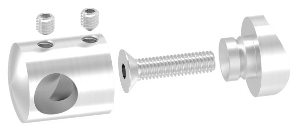 Querstabhalter V2A Edelstahl – Anschluss 33-7 mm fuer Rundstaebe 12 mm mit Sackloch Abschluss links inkl- Schrauben-11-1028.4