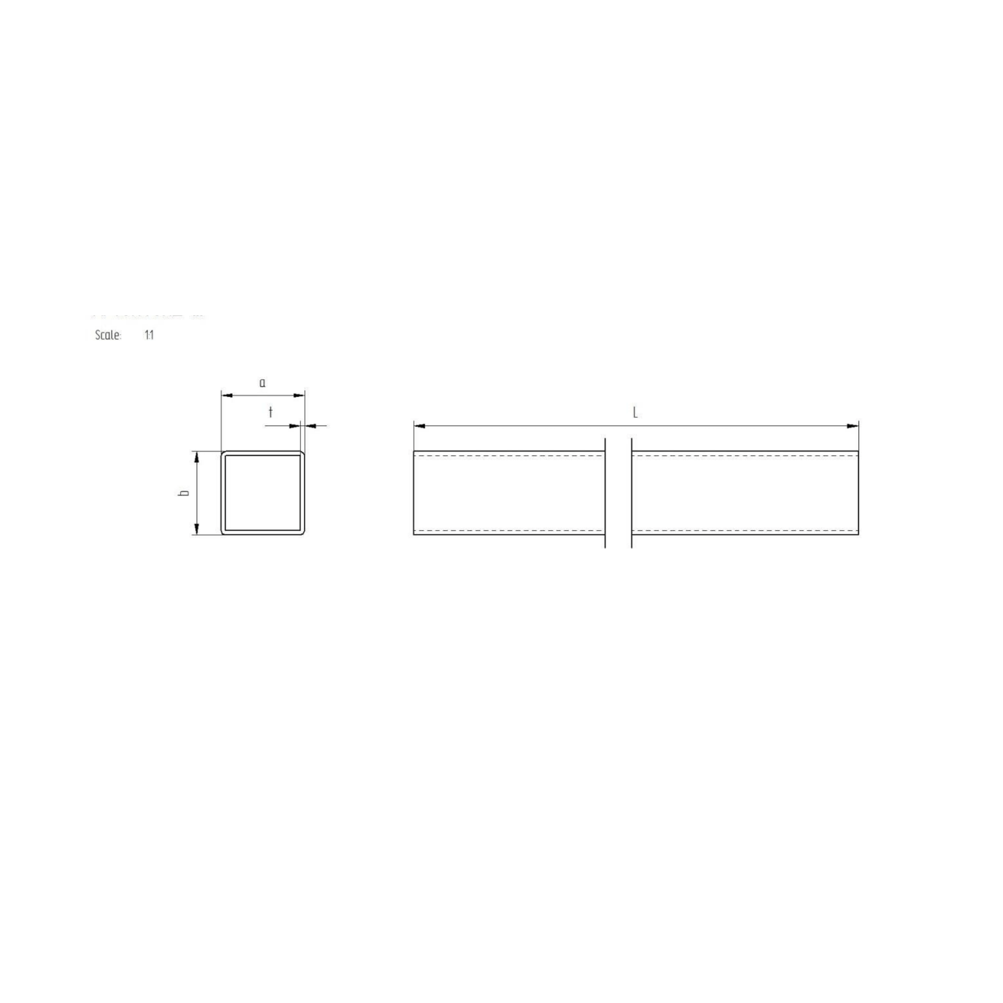 Edelstahl Quadratrohr AISI 304 40x40x2 mm 2000 mm geschliffen-89-11A40X40X22000-A.4