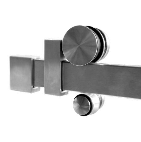 Schiebetuersystem Beschlagset fuer Glas 8-10mm- Edelstahl AISI 304 Glanz-89-11GS304P9802PCR-A.4