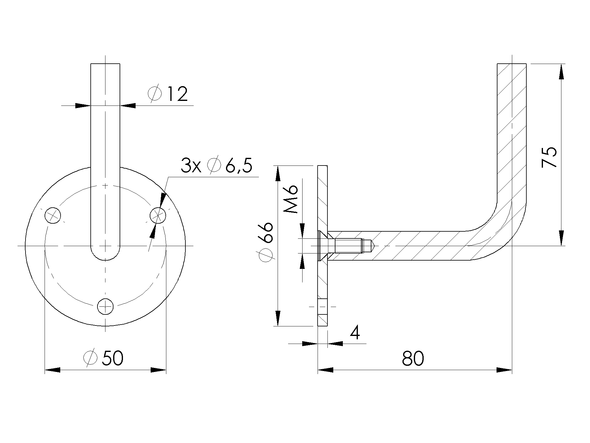 Handlaufhalter Edelstahl AISI 304 fuer Schweisshandlauf Wandmontage-89-11A0114366Z-A.4
