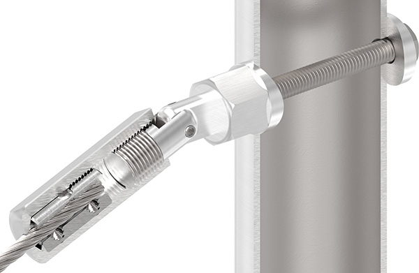 Gewindeterminal mit Gelenk - Fuer Seil Ø 5 mm - zur Selbstmontage fuer Pfosten Ø 42-4 mm - V2A-11-2901.4