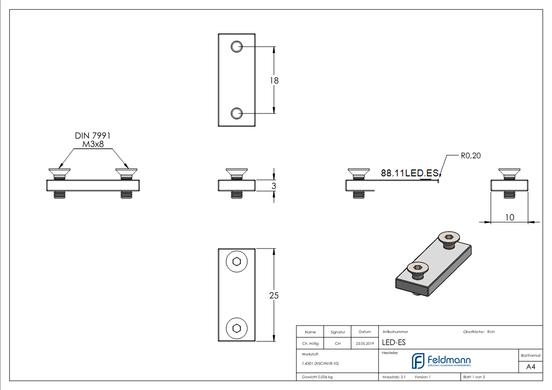 Vis/plaques de remplacement des modules LED