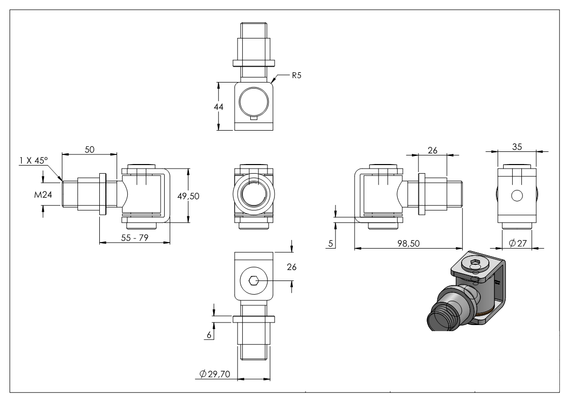 Torband M24 verstellbar schweissbar Stahl -roh- S235JR-30-3507.8