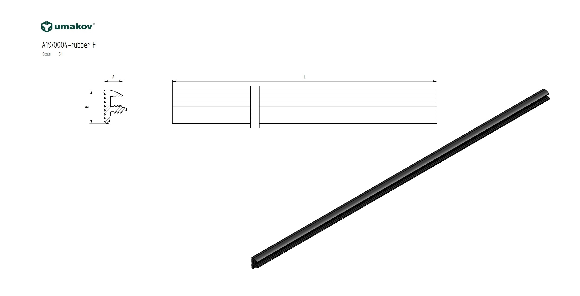 Glasdichtung EPDM 12-21-52 mm Glasstaerke 5 m Schwarz fuer Profil F-89-11A190004FB050-A.4