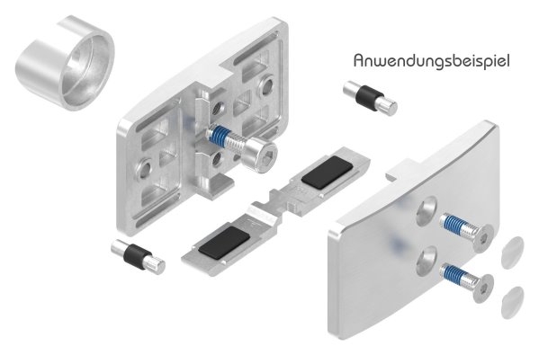 Sichtschutz Mittelglasklemme Edelstahl V2A -1-4301- eckig Mod- 26-88-1126-MK.V2A