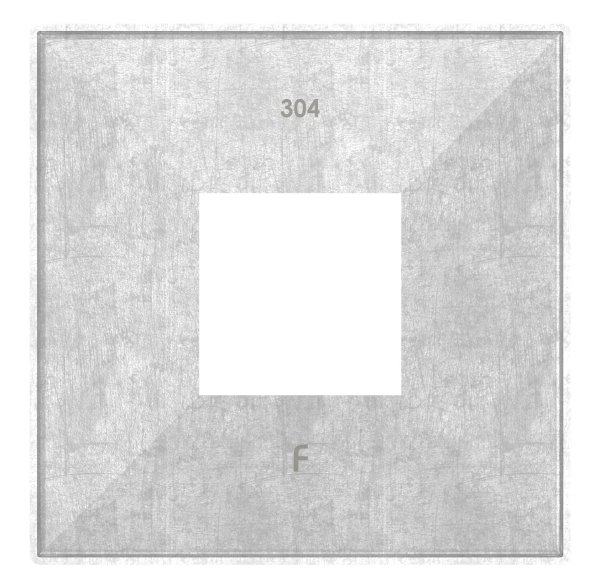 Abdeckrosette 108x108x25 mm fuer Vierkantrohr 40x40 mm V2A-11-2706.4