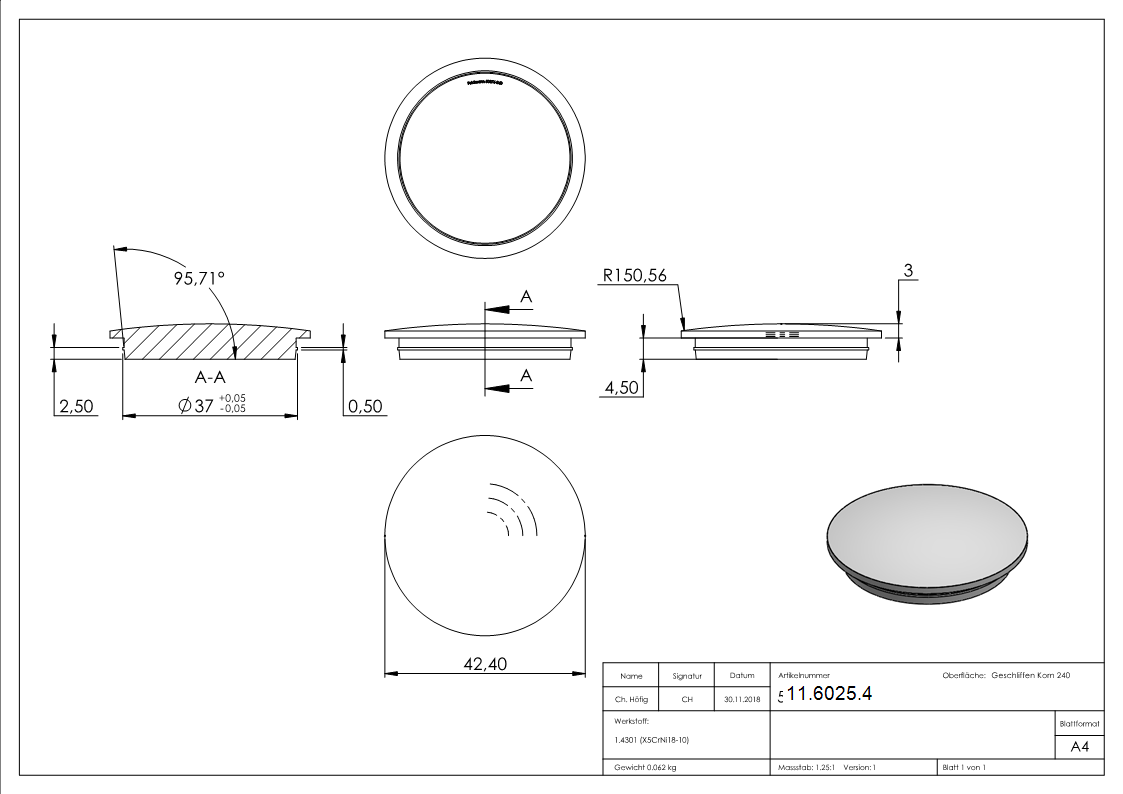 Fiche V2A légèrement courbée pour le martelage de Ø