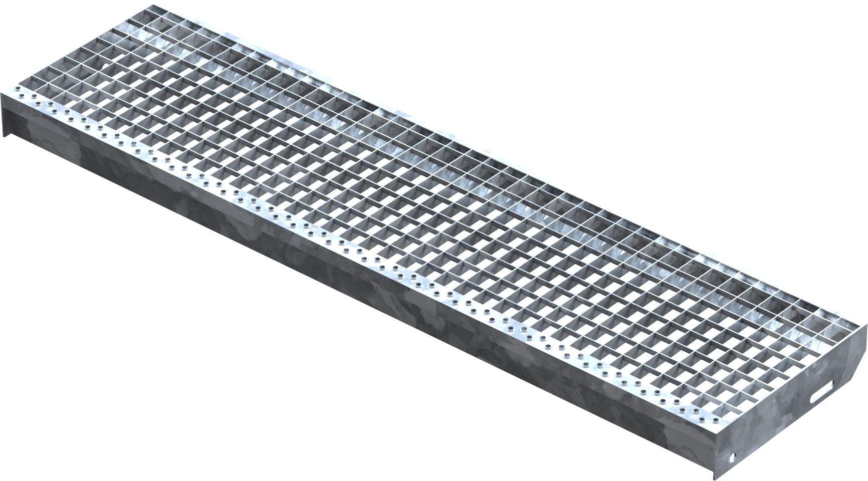 Marche en caillebotis Marche d'escalier | Dimensions : 1200x305 mm 30/30 mm | S235JR (St37-2), galvanisé à chaud en bain complet