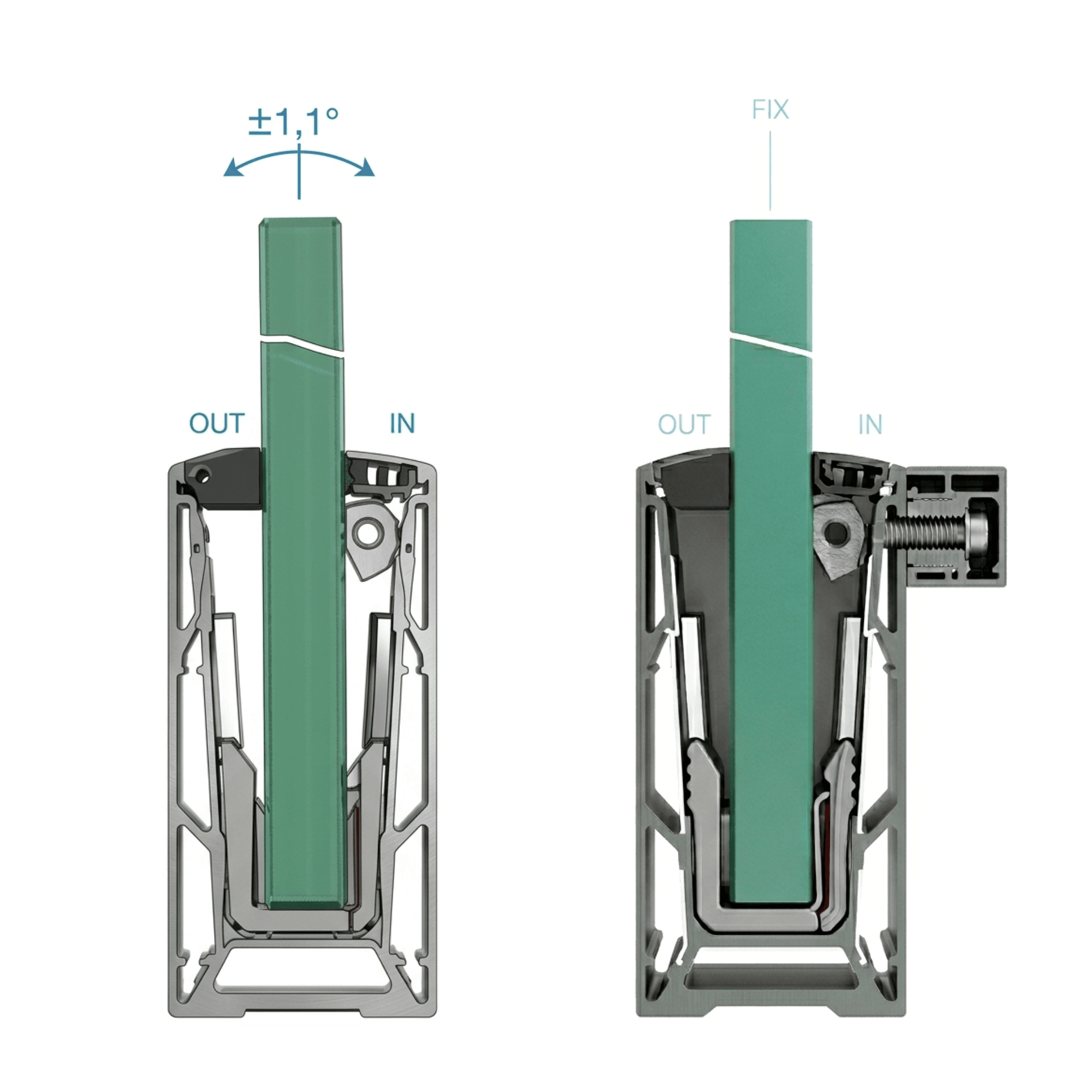Profilés en verre réglables