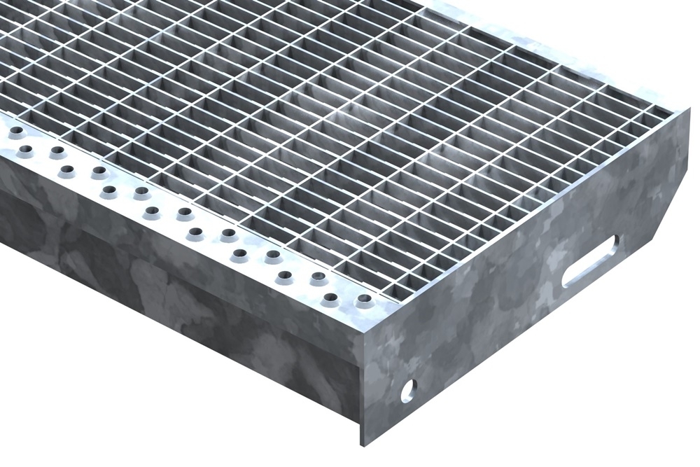 Gitterroststufe Treppenstufe Masse- 800x240 mm 30-10 mm S235JR -St37-2- im Vollbad feuerverzinkt-40-802431.7