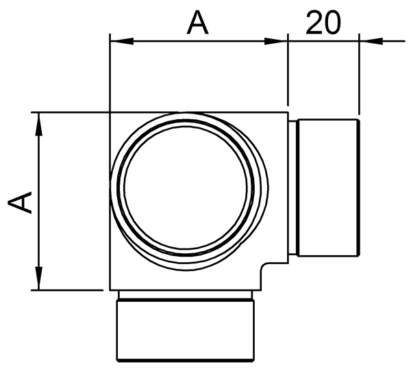 Ecke-Abgang 90° fuer Rundrohr Ø 42-4x2-0 mm V2A-11-3649.4