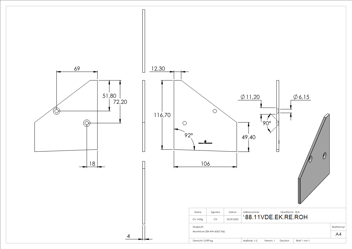 Endkappe rechts fuer eleganza canopy- roh-88-11VDE-EK-RE.ROH