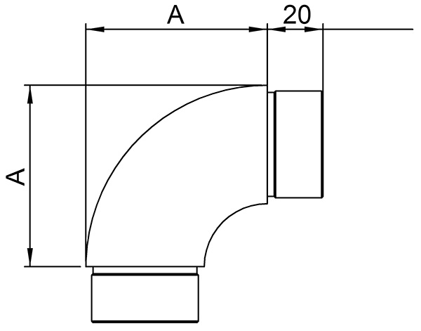 Coude 90° rond V2A pour tube rond Ø 42,4x2,0 mm