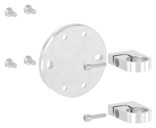 Fixation murale pour le serrage de tubes ronds Ø 33,7 mm V2A