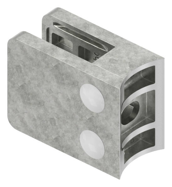 Glasklemme Zinkdruckguss roh 45 x 55 x 28-5 mm fuer Rohr Ø 48-3 mm eckig-88-113648.ZN0