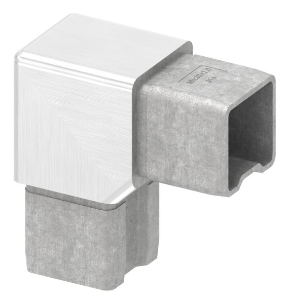 Connecteur 90° pour tube 30x30x2mm, V4A