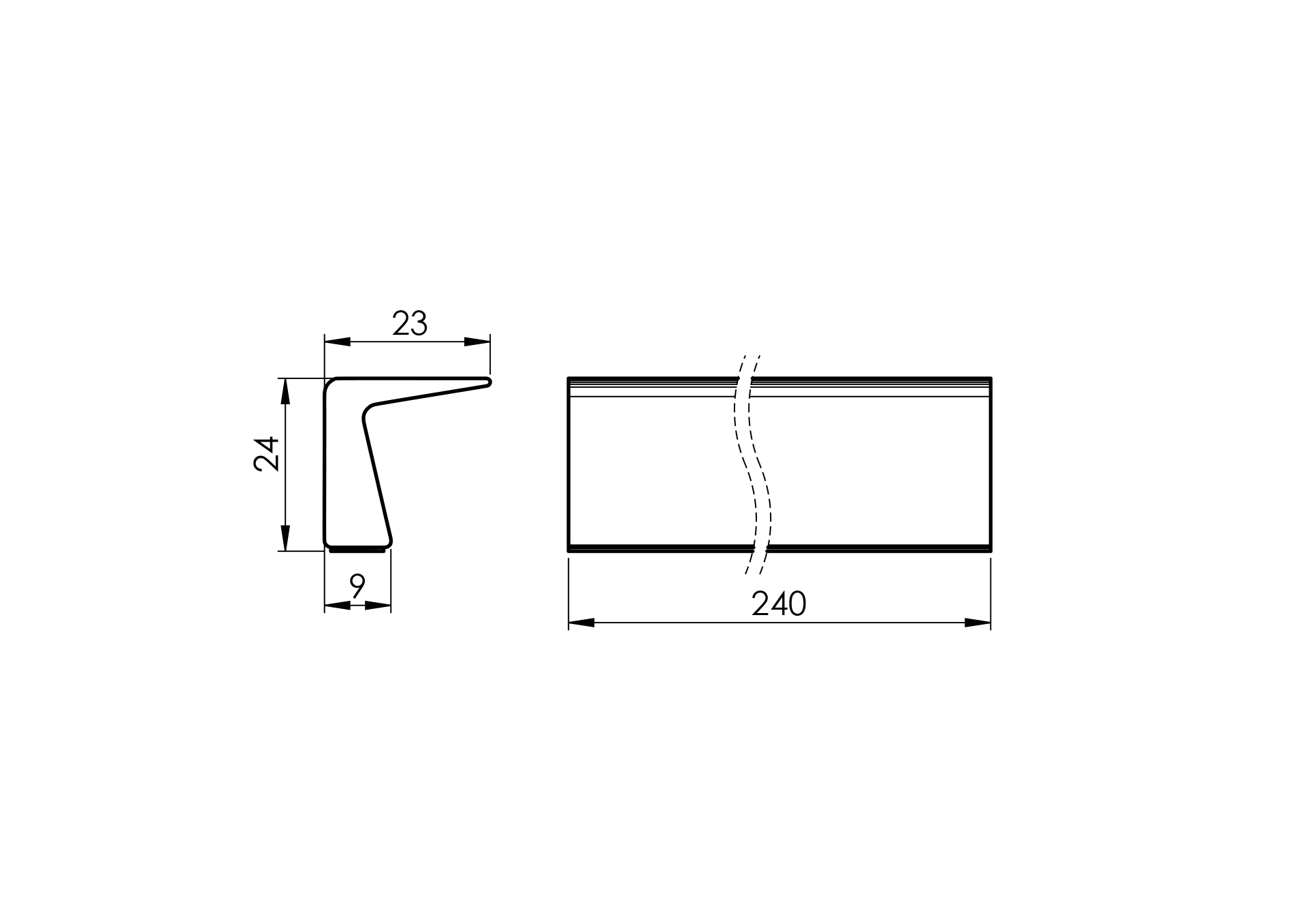 Aluminium Griff selbstklebend fuer Glastuer L240mm 24x24mm- Satin-Eloxiert-89-11GSALM324240SE-A.4