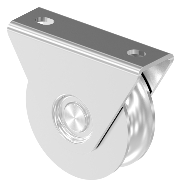 Schiebetorrolle Edelstahl V4A Ø 80 mm Rundrille Ø 20 mm mit 2 Kugellager-88-11342-80.V4A