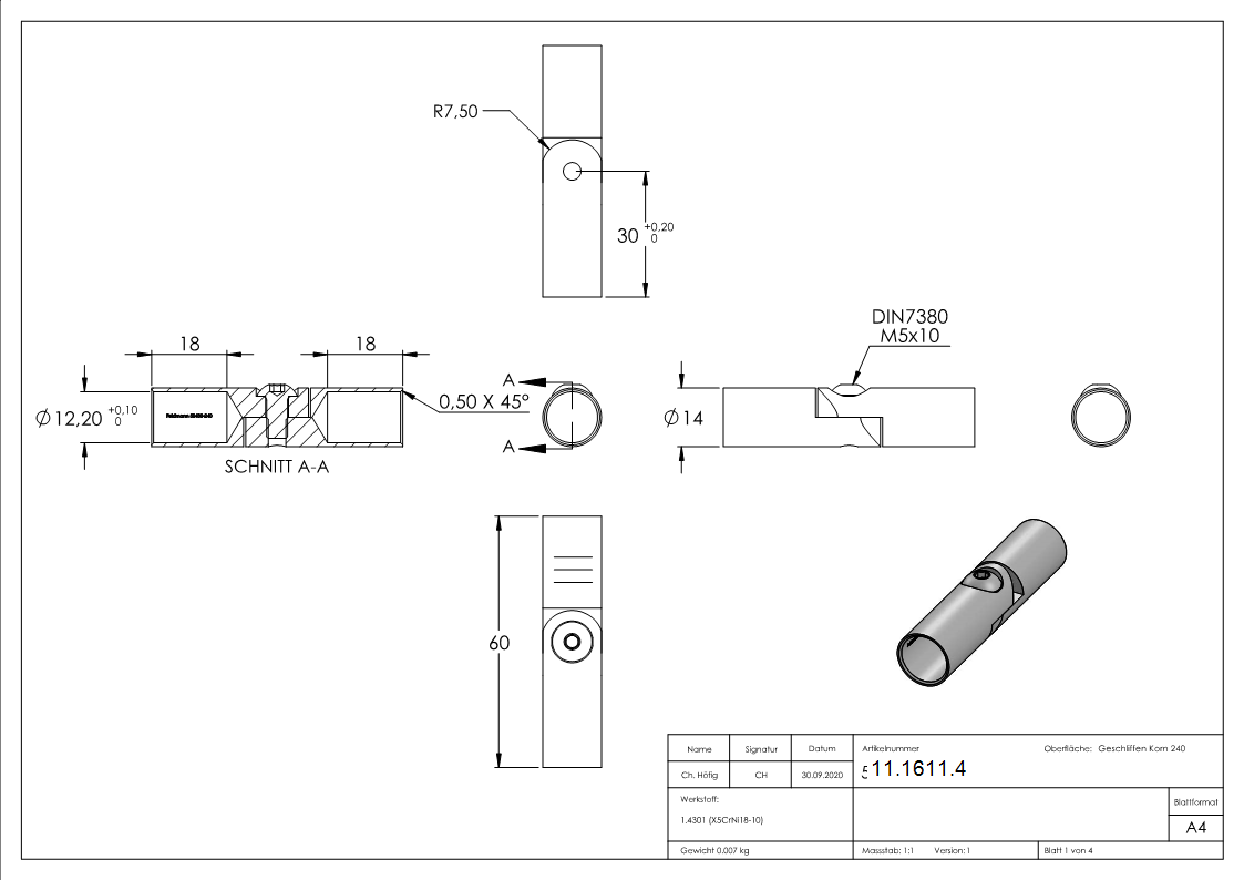 Connecteur | joint pour collage avec trou de 12,1 mm