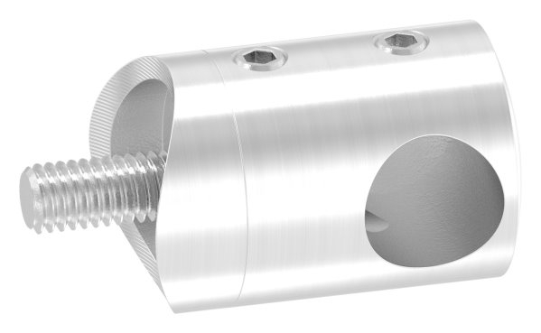 Querstabhalter V2A Edelstahl – Anschluss 33-7 mm fuer Rundstaebe 12 mm mit Sackloch Abschluss rechts inkl- Schrauben-11-1029.4