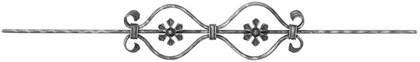 Barre décorative | longueur : 900 mm | matériau : 16x8 mm martelé | acier S235JR, brut