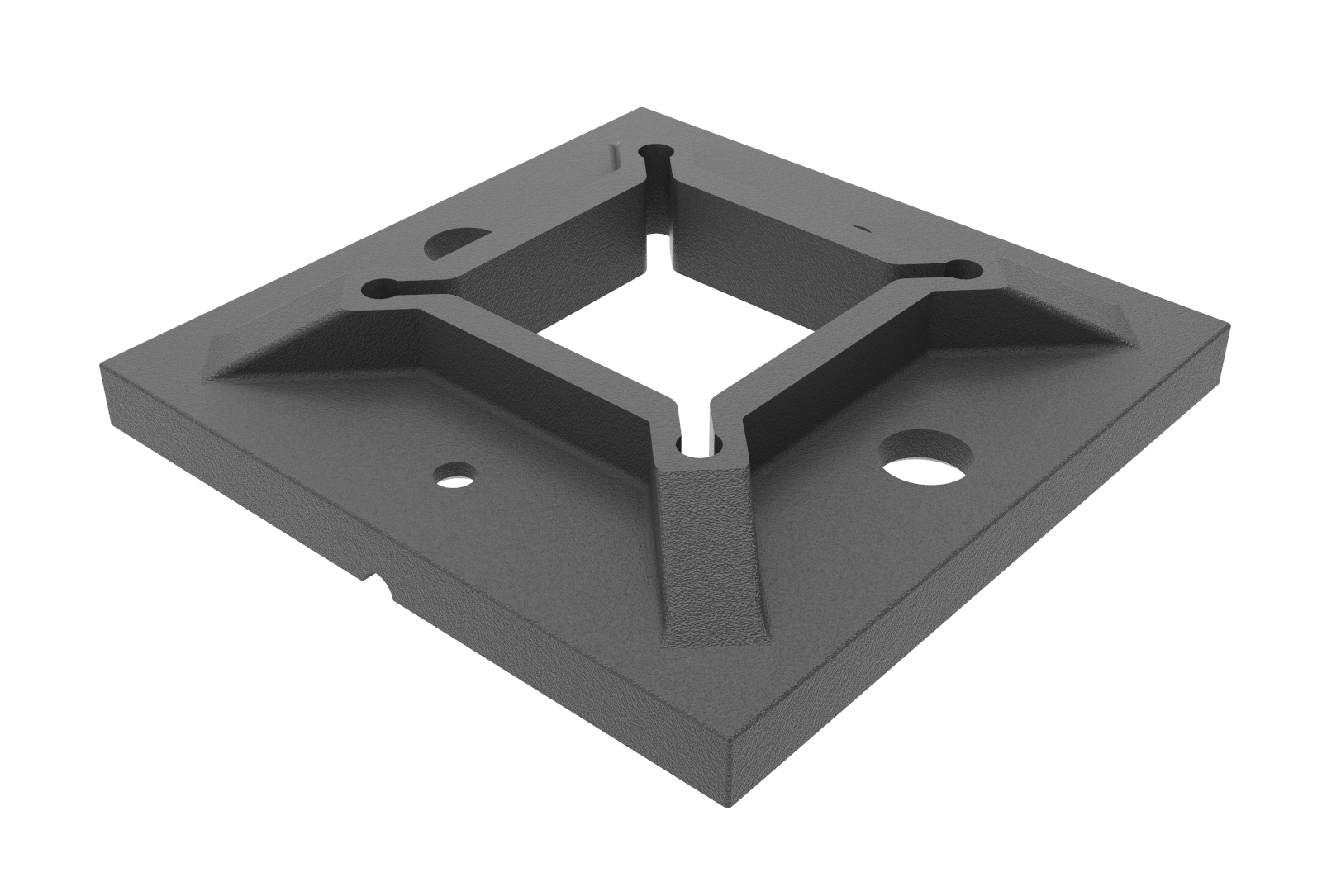 Bodenflansch Edelstahl AISI 316 fuer 40x40 mm Pfosten Oberverankerung-89-11A144940040-A.4