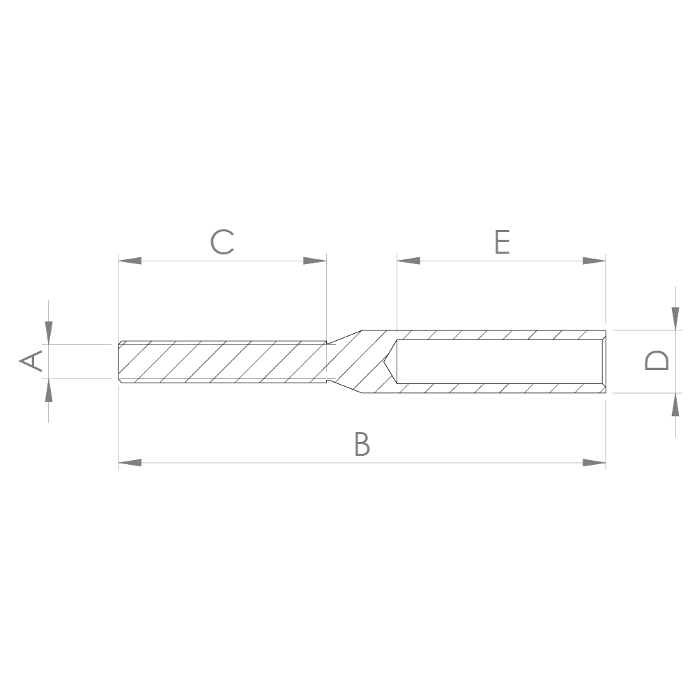 Gewindeterminal mit Aussengewinde - Rechtsgewinde - Fuer Seil von Ø 3 mm bis Ø 8 mm - V2A-11.2960