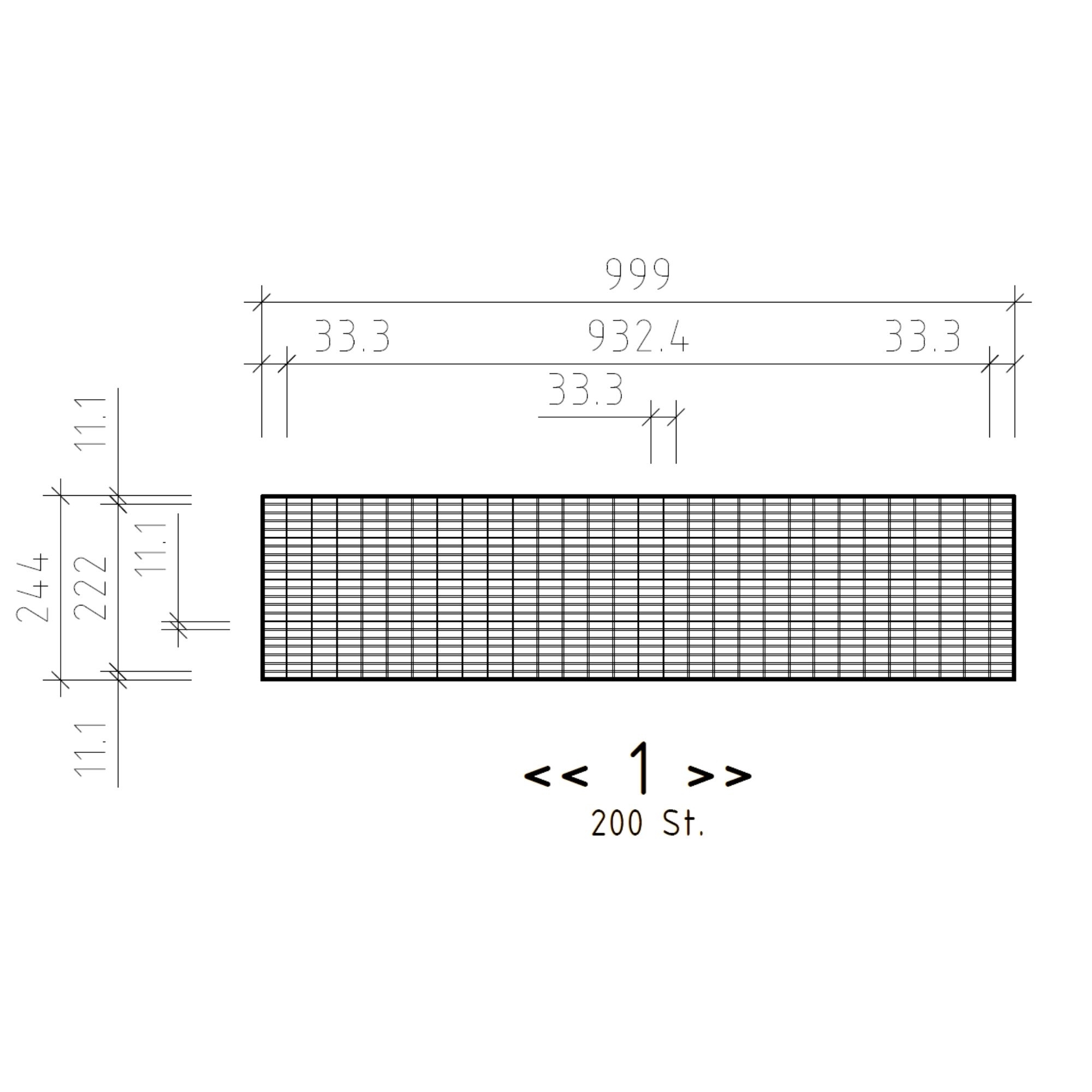 Gitterrost fuer Sockellueftung - Fertighaeuser 999 x 244 mm Masche 11x33 feuerverzinkt Hoehe 20 mm-22-100252023010.7