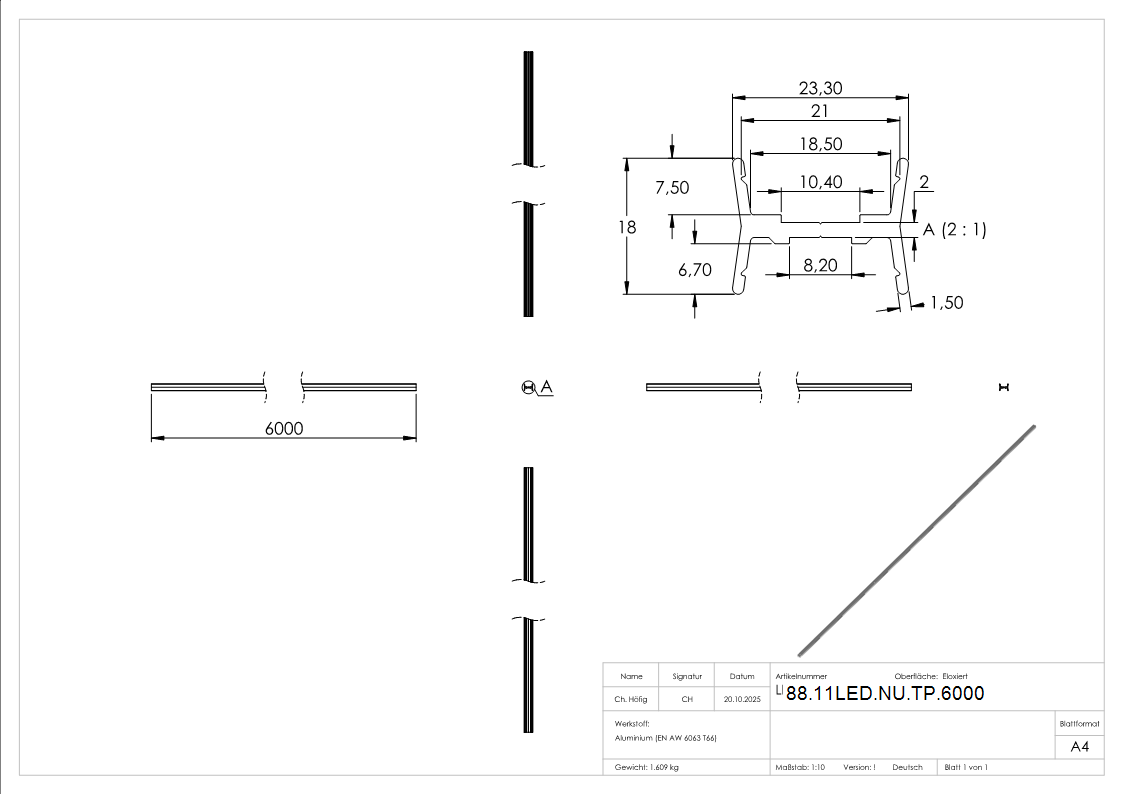 LED-Traegerprofil Aluminium fuer Rundrohr 42-4 mm 6000 mm wendbar-88-11LED-NU-TP.6000