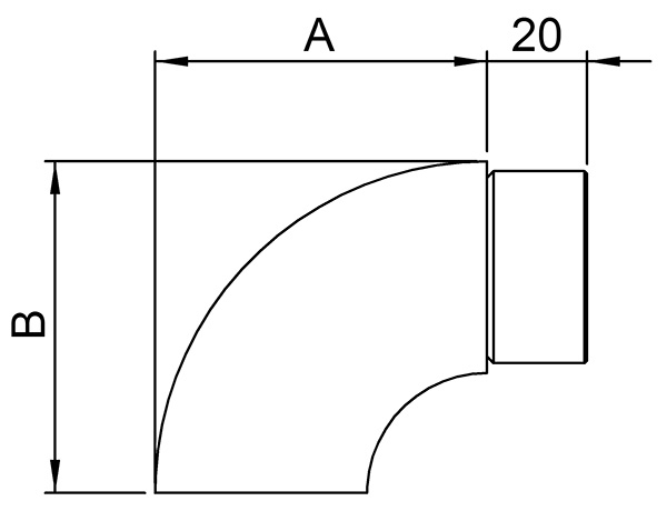 Embout 90° plat, pour tube rond Ø 42,4x2,0 mm V4A