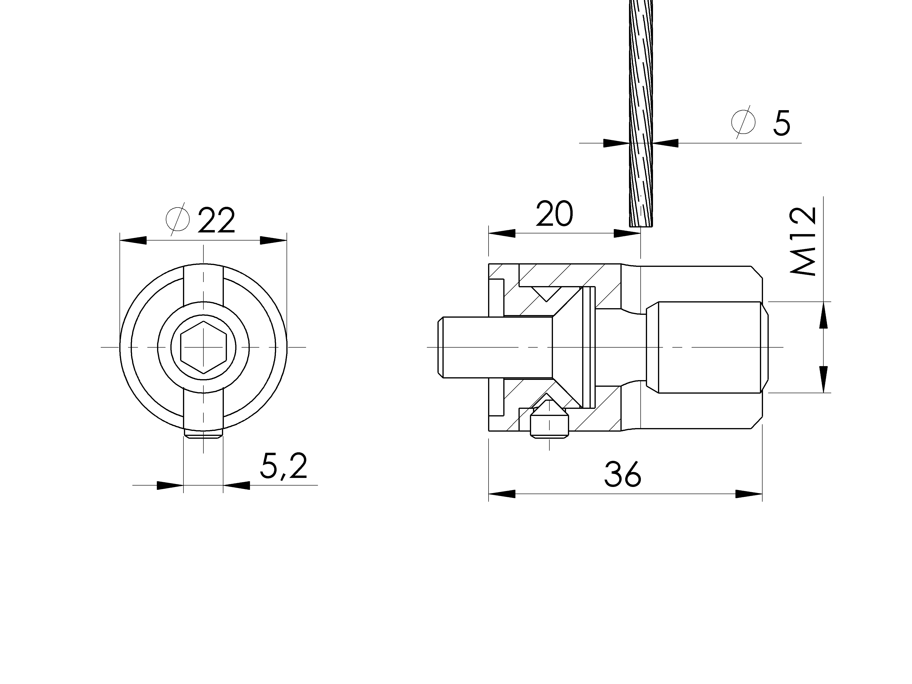 Seilklemme Edelstahl AISI 316 fuer 5 mm Kabel geschliffen-89-11A1474045000-A.4
