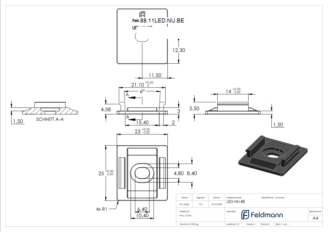LED-Nutrohr Befestigung PA GF30 10er-Set fuer Traegerprofil-88-11LED-NU.BE