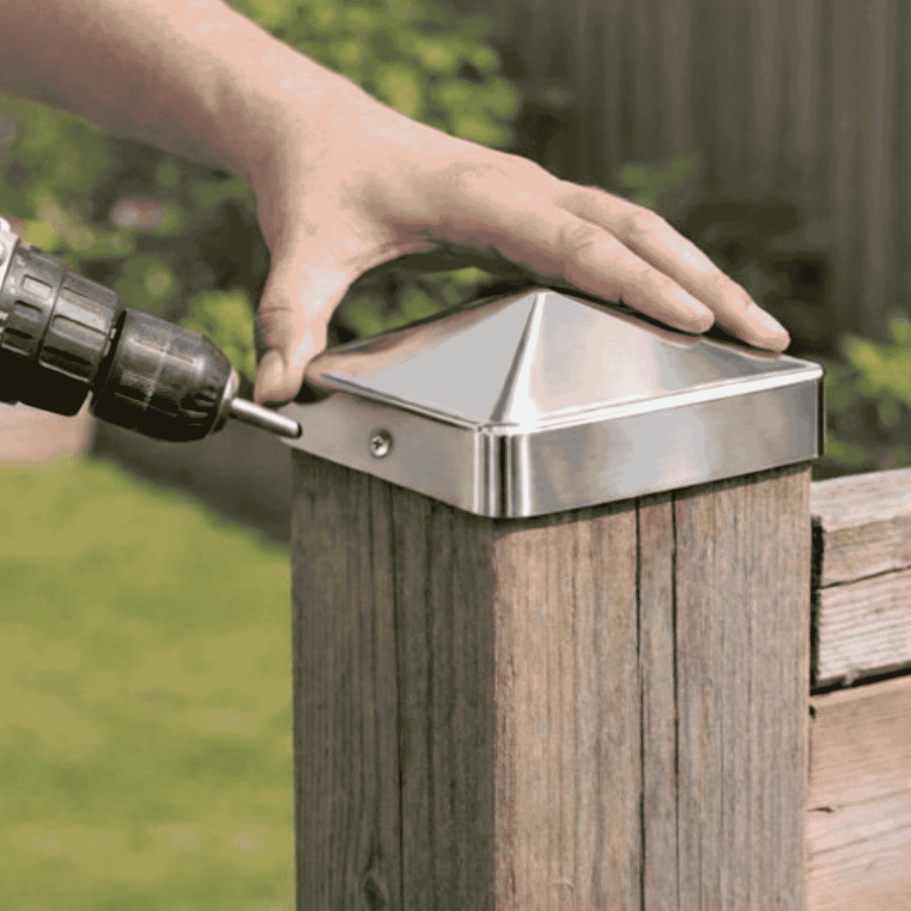 Pfostenkappe 90x90 mm Edelstahl V2A glaenzend poliert – 10er Set inkl. Schrauben-60220-90-012