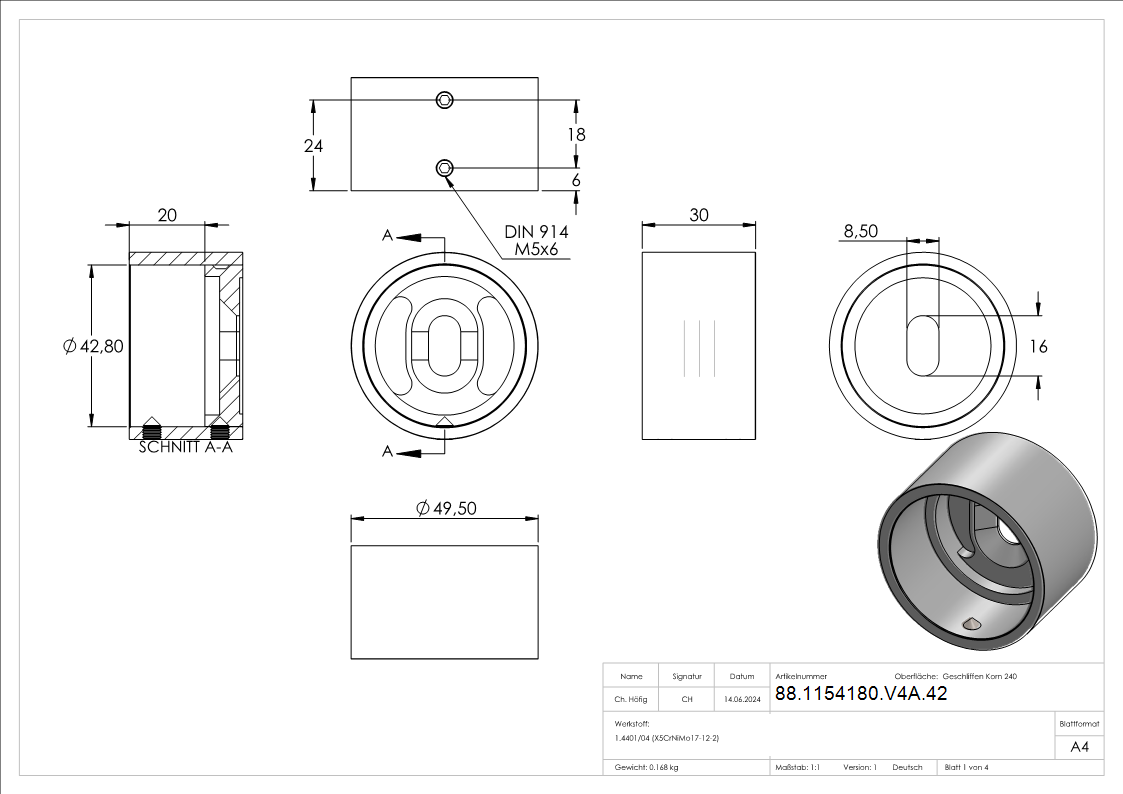 Support mural pour tuyau 42.4mm