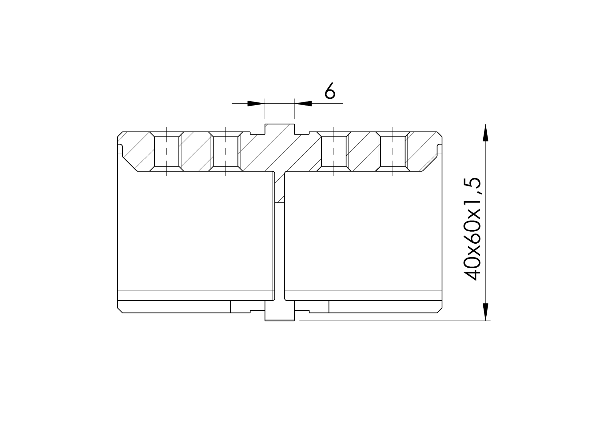Nutrohrverbinder Edelstahl AISI 316 fuer 60 x 40 x 1-5 mm geschliffen-89-11A146790640-A.4