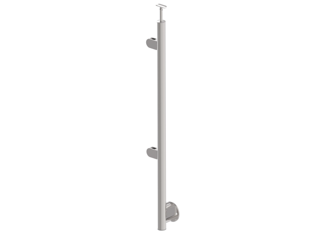 Gelaenderpfosten V2A Ø 42-4 x 2 mm- 1000 mm- Seitenmontage links- fuer Glas 8-76 mm- geschliffen-14-0042RGL-A.4