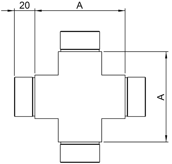 Kreuzstueck V2A fuer Rohr Ø 42-4 x 2-0 mm zum Stecken-11-3656.4