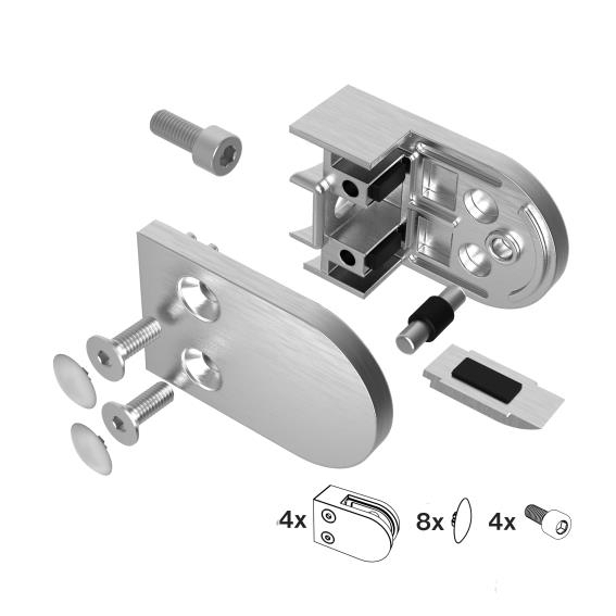 Glasklemme V2A 6-12-76 mm fuer Flachanschluss geschliffen Set 4-tlg-89-11A250P000SET4-A.4